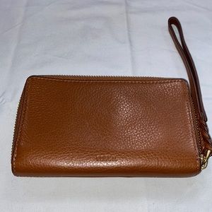 Fossil leather zipper wristlet